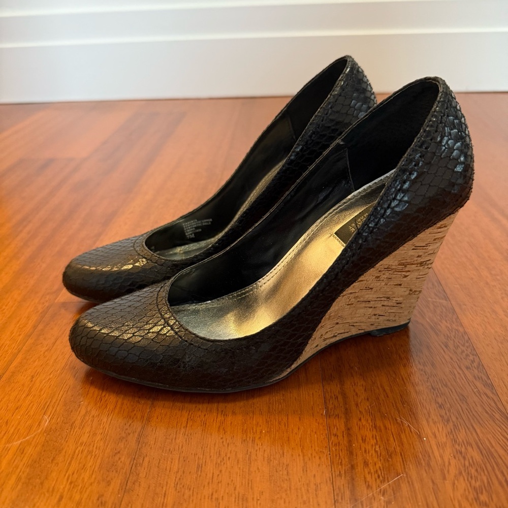 WHBM Caserta snake skin espadrille shoes